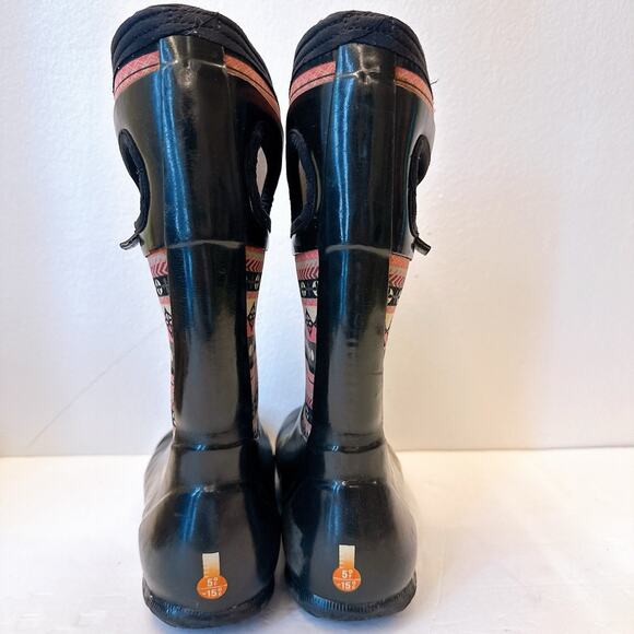 BOGS K NH Girls Size 5 Pink Floral Rubber Pull On Waterproof Snow Rain Boot - Picture 4 of 7